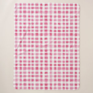 Girly Pink Plaid Stripes Sherpa Blanket