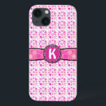 Girly Pink Polka Dot Monogram Pattern iPhone 13 Case<br><div class="desc">This cute,  girly design shows pink polka dots and a space that you can personalize / customize. Just add your own monogram / initial in the "Personalize It" field. It's a bright,  colorful,  pretty pattern that would make a great custom gift for a stylish,  trendy lady.</div>