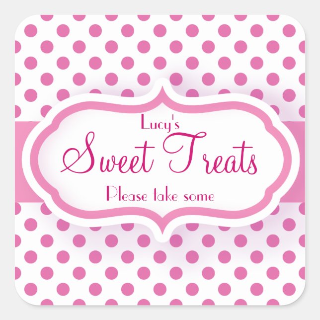 Girly Pink Polka Dot Pattern Cute Stickers (Front)