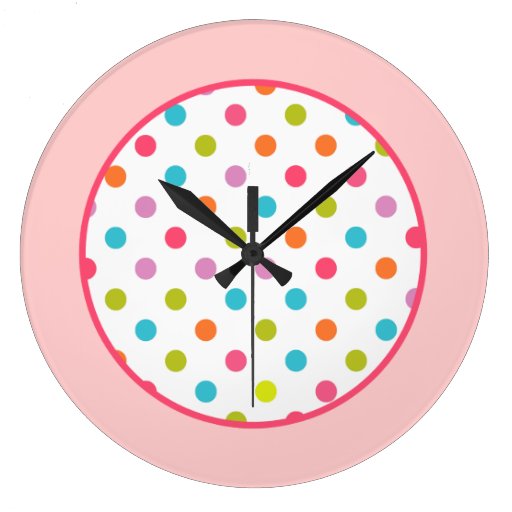 Girly Pink Polka Dots Clock | Zazzle