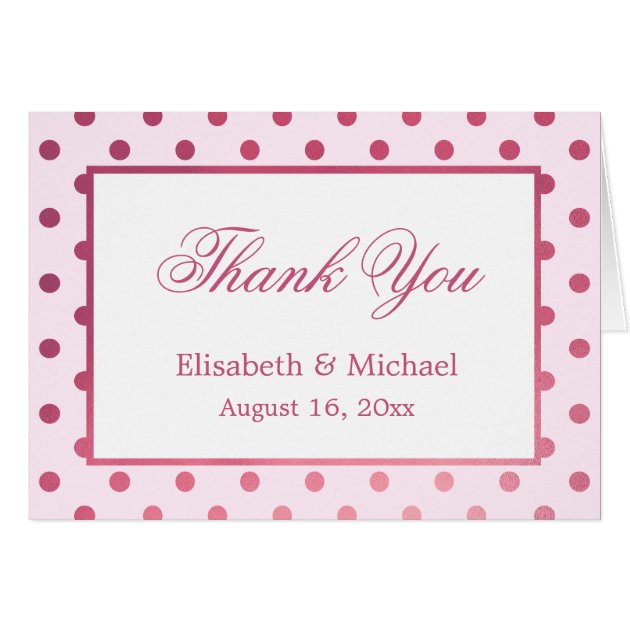 Girly Pink Polka Dots Thank You Card