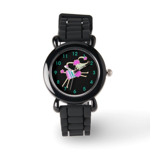 Girly Pink Poodle Kids Watch