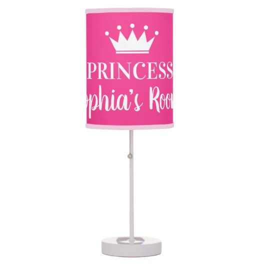 Girly pink princess lamp for cute girl's bedroom (Front)