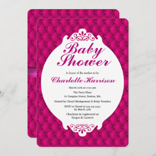 Girly Pink Princess & Pink Ribbon Baby Shower Invitation