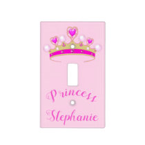 Girly Pink Princess Tiara Personalized Light Switch Cover