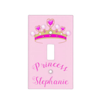 Girly Pink Princess Tiara Personalized Light Switch Cover
