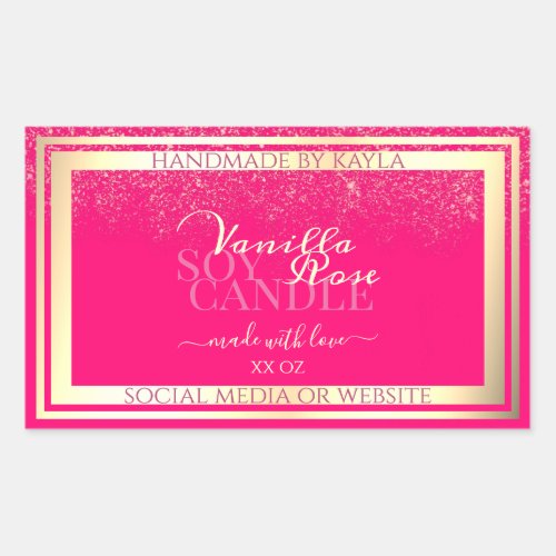 Girly Pink Product Packaging Labels Gold Frame
