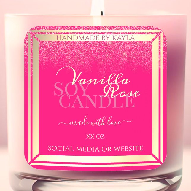 Girly Pink Product Packaging Labels Gold Frame (Creator Uploaded)