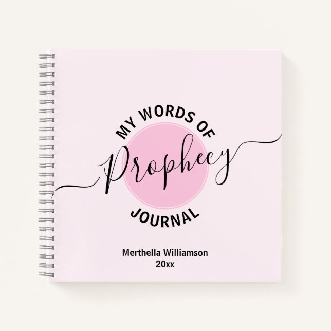 Girly Pink Prophetic Words Journal (Front)