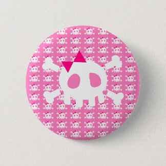 Girly Pink Punk Skull Pinback Button