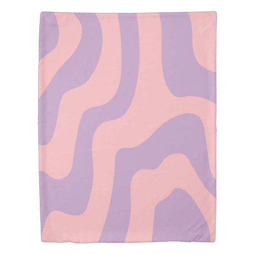 Girly Pink Purple Abstract Wavy Lines Pattern Duvet Cover