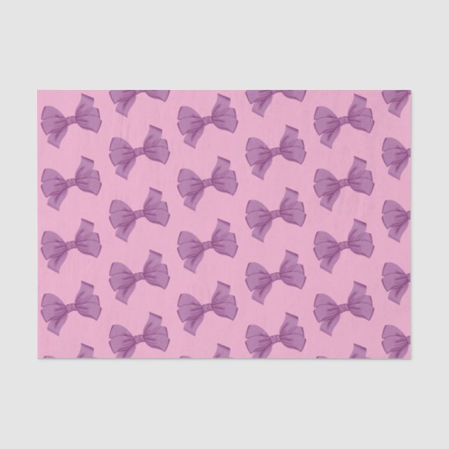 Girly Pink Purple Bow Baby Shower Birthday Tissue Paper (Front)