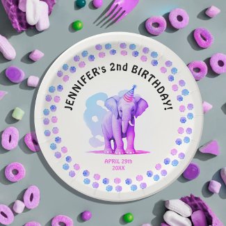 Girly Pink Purple Elephant Cub Jungle Animal Paint