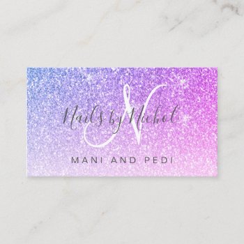 Girly Pink Purple Glitter Mani Pedi Nail Salon Business Card by epclarke at Zazzle