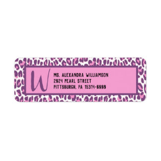 Girly Pink/Purple Leopard Print Label