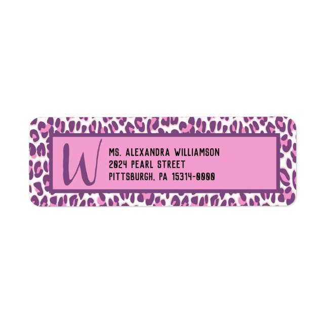 Girly Pink/Purple Leopard Print Label (Front)