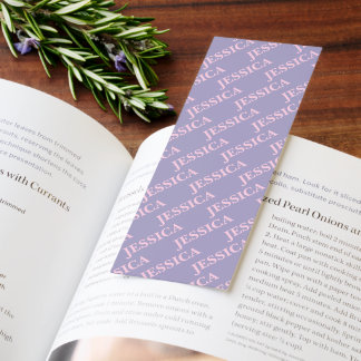 Girly Pink & Purple Name Feminine Office Bookmarks