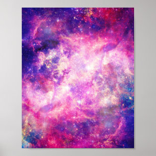 Girly Pink Purple Space Nebula Galaxy Poster
