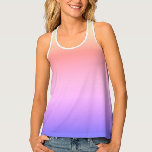 Girly Pink Purple Sunset Ombre Gradient Tank Top