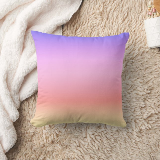 Girly Pink Purple Sunset Ombre Gradient Throw Pillow (Blanket)