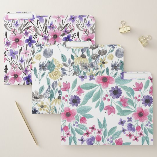 Girly Pink Purple Teal Watercolor Floral Pattern File ...