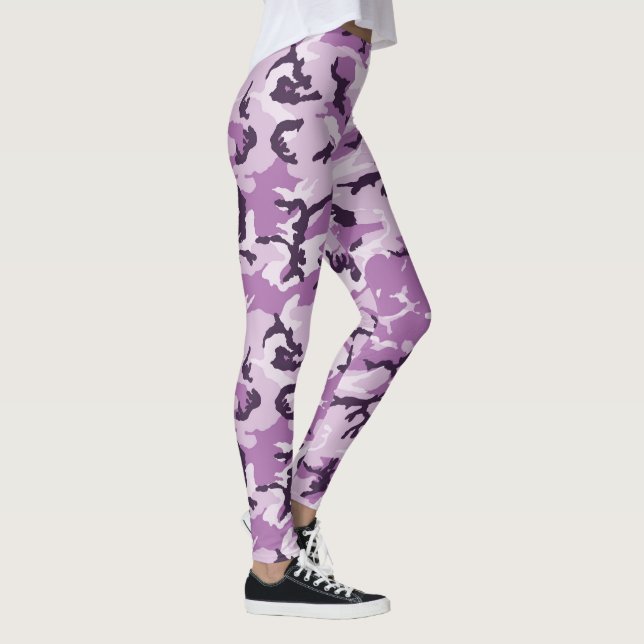 Girly Pink / Purple Woodland Camouflage Pattern Leggings (Right)