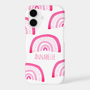 Girly Pink Rainbow First Name iPhone 17 Case
