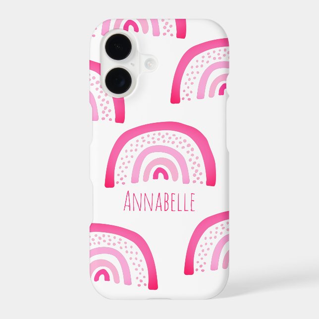Girly Pink Rainbow First Name Case-Mate iPhone Case (Back)