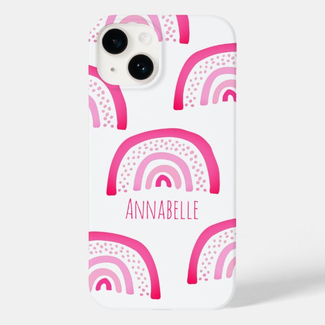 Girly Pink Rainbow First Name Case-Mate iPhone Case (Back)
