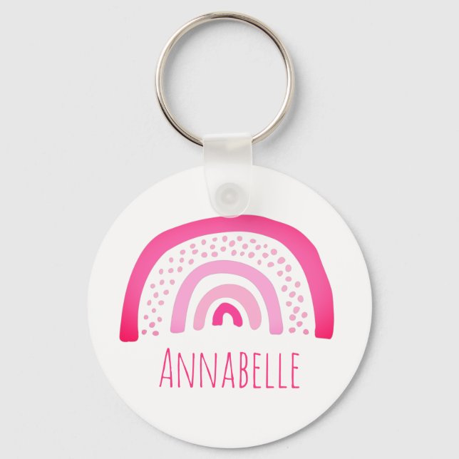 Girly Pink Rainbow Keychain (Front)