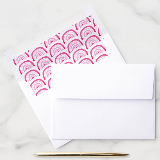 Girly Pink Rainbow Pattern Envelope Liner (Desk)