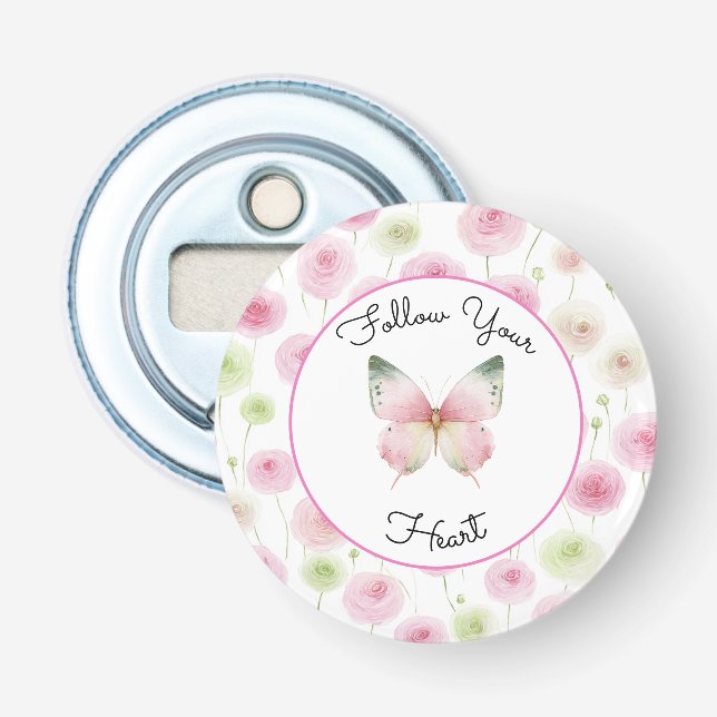 Girly Pink Ranunculus Flowers   Bottle Opener (Front)