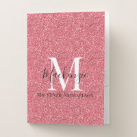 Girly Pink Red Glitter Monogram Name