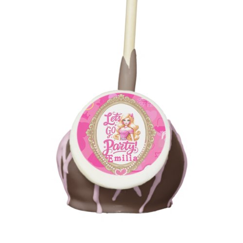 Girly Pink Retro Doll Lets Go Party Birthday Cake Pops