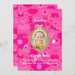 Girly Pink Retro Doll Let's Go Party Birthday Invitation