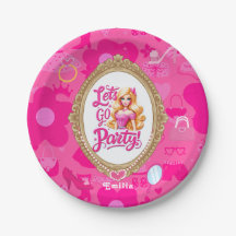 Girly Pink Retro Doll Let's Go Party Birthday
