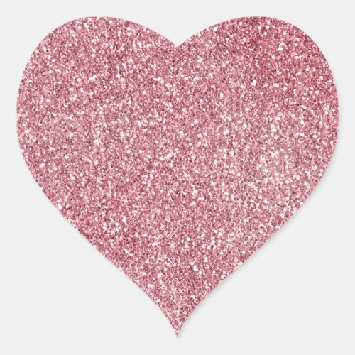 Girly Pink Rose Glitter   Heart Sticker