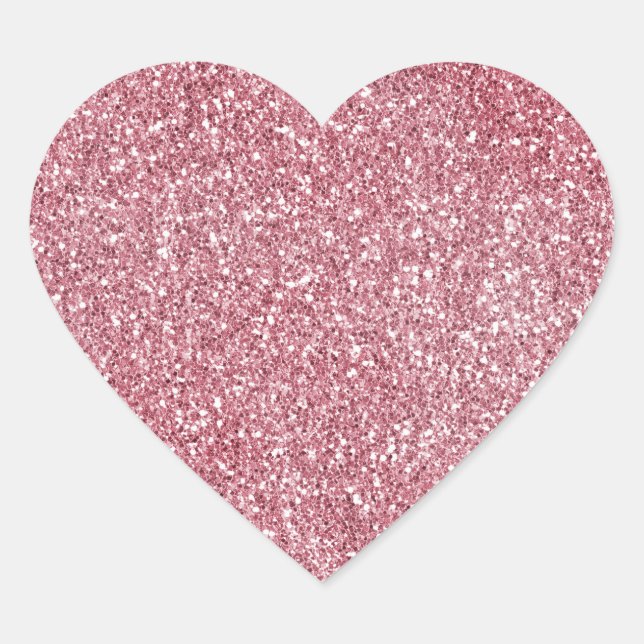 Girly Pink Rose Glitter   Heart Sticker (Front)