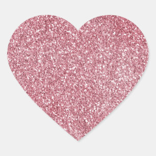 Girly Pink Rose Glitter   Heart Sticker