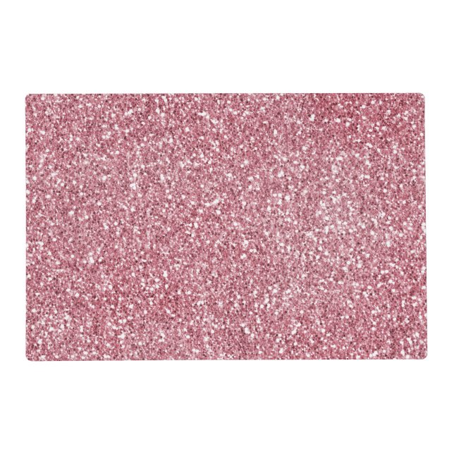 Girly Pink Rose Glitter Sparkle Placemat (Front)