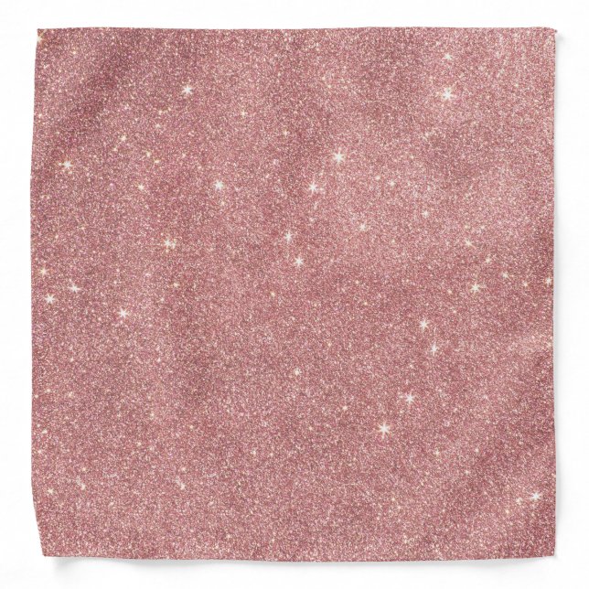 Girly Pink Rose Gold Chic Faux Glitter Pattern Bandana (Front)