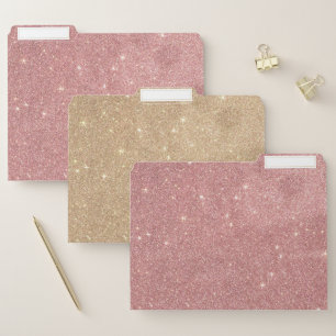 Girly Pink Rose Gold Chic Faux Glitter Pattern File Folder