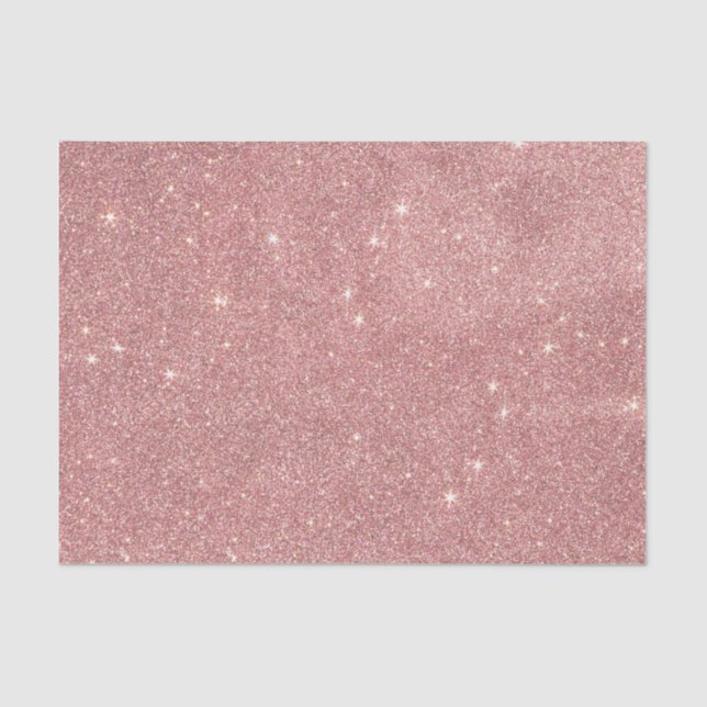 Girly Pink Rose Gold Chic Faux Glitter Pattern Tissue Paper (Front)