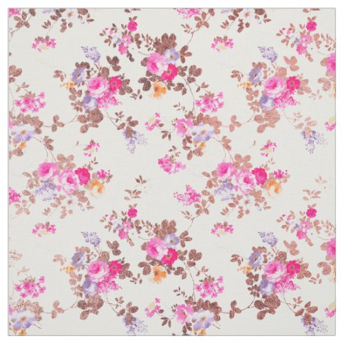 Girly pink rose gold country chic vintage floral f fabric