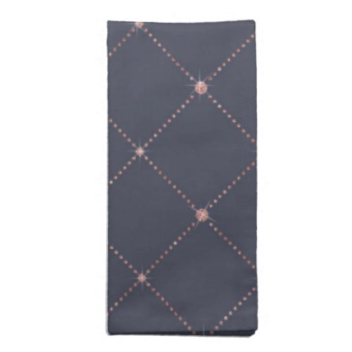 Girly Pink Rose Gold Diamond Navy Blue Geometric Cloth Napkin