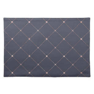 Girly Pink Rose Gold Diamond Navy Blue Geometric Cloth Placemat