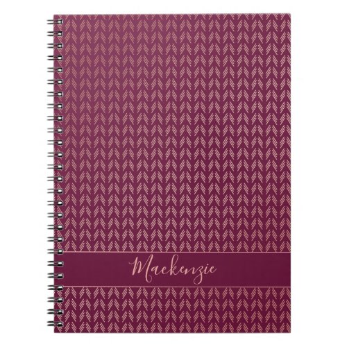Girly Pink Rose Gold Foil Tribal Burgundy Boho Notebook