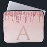 Girly Pink Rose Gold Glitter Drips Monogram Laptop Sleeve<br><div class="desc">Blush Pink - Rose Gold Faux Dripping (Drips) Glitter and Sparkle Elegant Monogram Laptop Computer Case. This monogrammed case can be customized to include your initial and first name.</div>