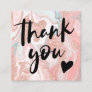 Girly pink rose gold glitter marble chic thank you square business card