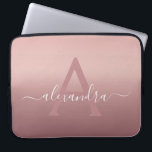 Girly Pink Rose Gold Mongram Ombre Gradient Laptop Sleeve<br><div class="desc">Girly Pink Rose Gold Mongram Ombre Gradient Elegant Monogram Laptop Computer Case. This monogrammed case can be customized to include your initial and first name.</div>